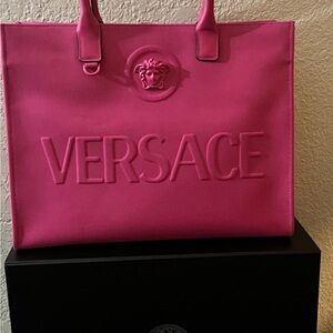Versace pink tote hand bag